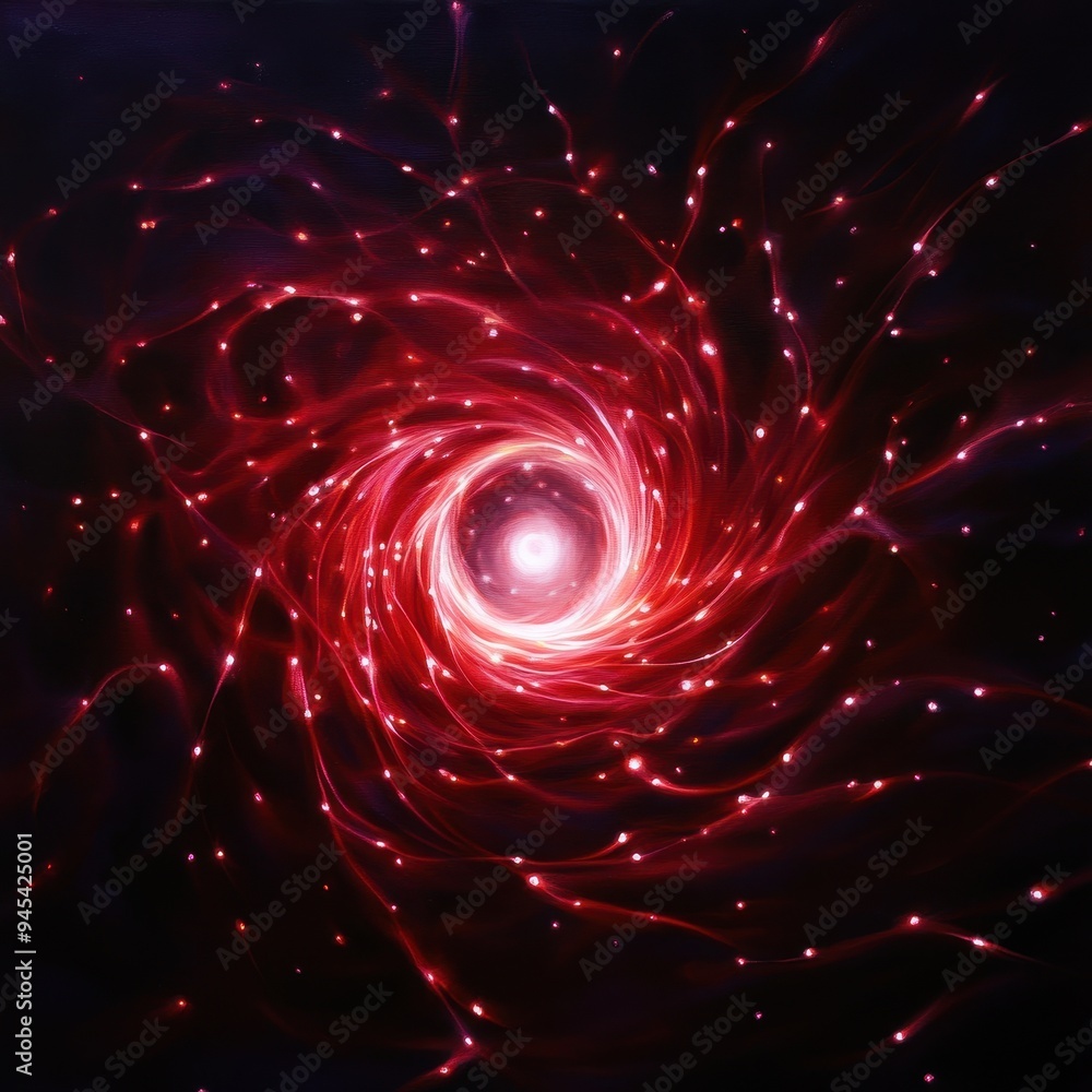 Poster a mesmerizing abstract swirl of red light, evoking a sense of cosmic energy and dynamic motion in th