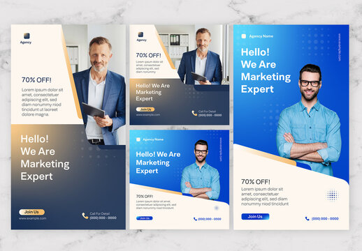 Blue Gradient Social Media Story And Post