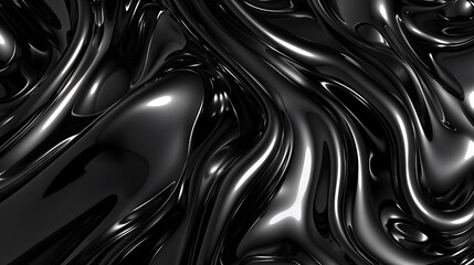 Abstract Black Fabric with Smooth, Flowing Waves