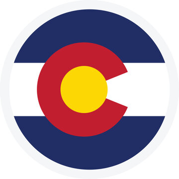 Flag of Colorado. Circle icon on transparent background. Vector illustration, EPS10
