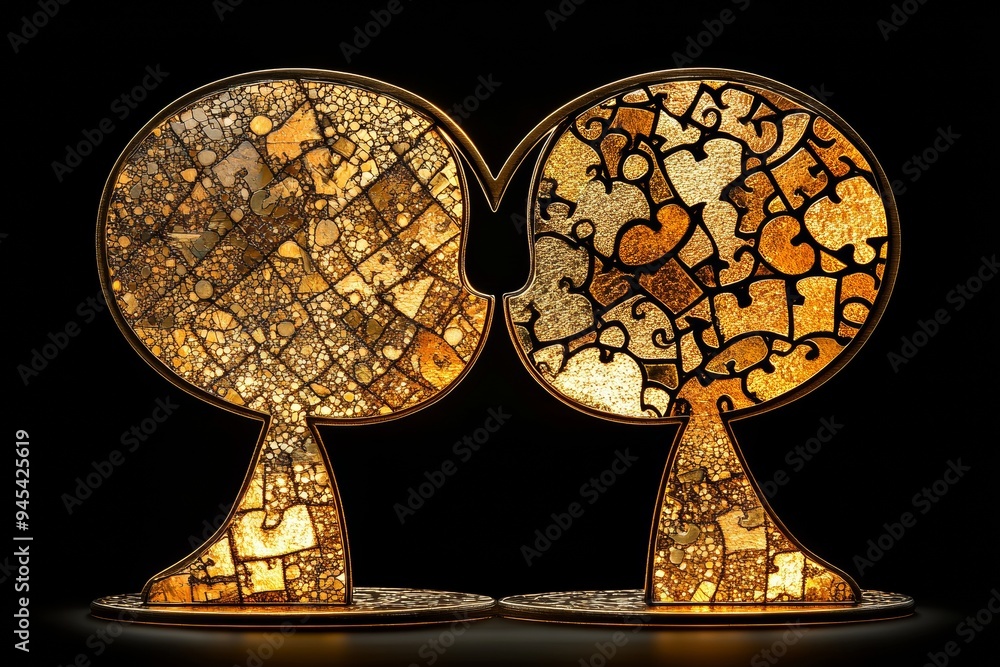 Aufkleber vintage style silhouette of two trees with interconnected brain roots symbolizing the deep cognitive