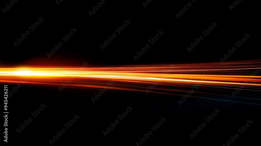 Aufkleber an abstract image featuring a bright orange light trail against a dark background, representing the 