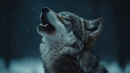 Fototapeta premium Wolf Howling in the Snow