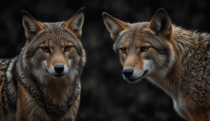 Fototapeta premium Two Coyotes in Natural Habitat