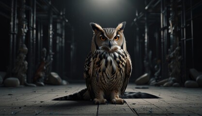 Obraz premium Majestic Owl in Enigmatic Setting
