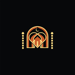 Mosque Logo.  This is a minimalist mosque logo that has seven domes, designed in a line style so it looks elegant.