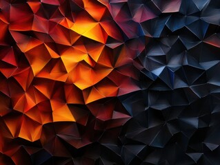 Obraz premium An abstract texture featuring sharp geometric shapes in vibrant orange and deep black hues, creating a striking visual contrast.