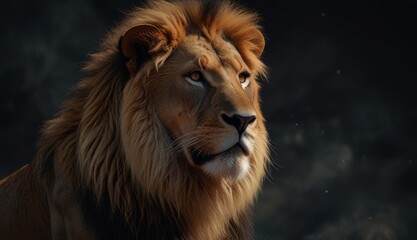 Fototapeta premium Majestic Lion Gazing Into Distance