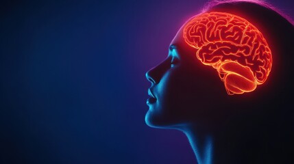 Creative Concept of a Human Brain Lighting Up, Representing Mental Health Awareness and Brain Function