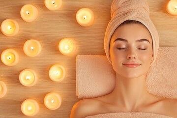 A beautiful woman indulging in a detoxifying facial in a wellness spa with elegant wooden decor