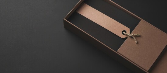 blank watch box tag mockup on black background