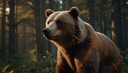 Obraz premium Majestic Bear in Serene Forest