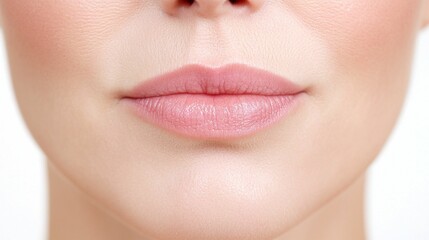 Obraz premium horizontal image, close up of a woman's lips. Beauty procedure concept. For banner, design, clinic, spa, cosmetology, blog, social media, business