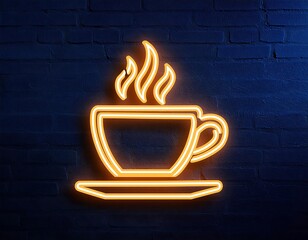 vector isolated neon sign coffee cup decoration wall background realistic neon logo coffee house concept cafe restaurant