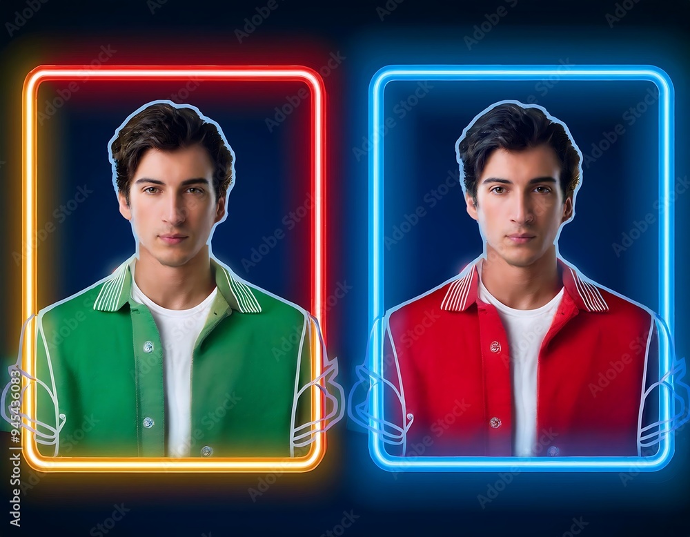 Poster vector realistic isolated neon sign player player frames template decoration display concept versus 