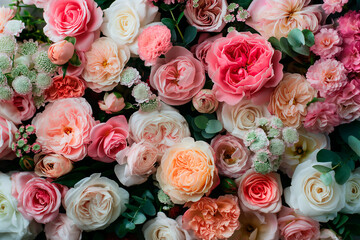 beautiful fresh colorful flowers, floral pattern background