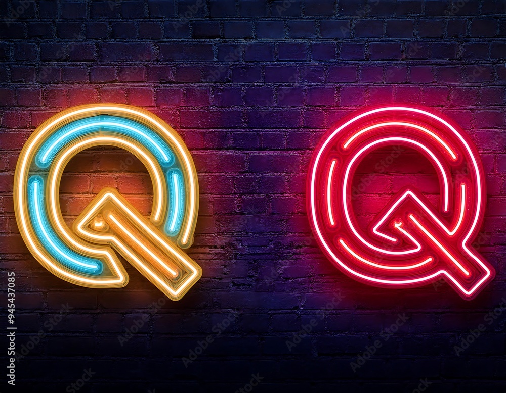 Aufkleber vector set realistic isolated neon sign q frame logo template decoration layout display wall backgro