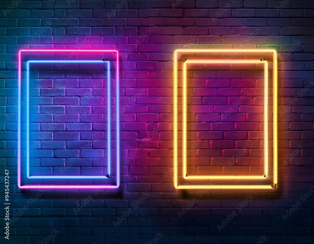 Poster vector set realistic isolated neon signs frames template layout wall background