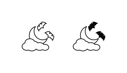 Halloween Night icon design with white background stock illustration