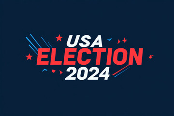 Obraz premium A bold USA Election 2024 graphic design with red, white, and blue elements on a dark background