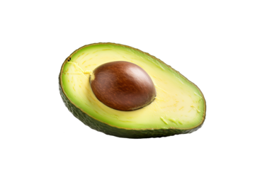 High-quality avocado isolated on transparent background for fresh produce illustrations and healthy food designs featuring vibrant green fruit ideal for culinary and organic market concepts