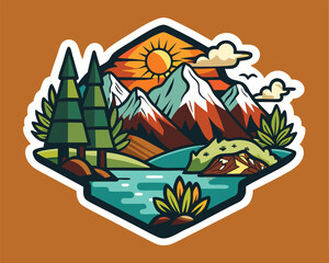 nature t shirt and sticker design vector illustration