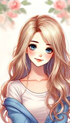 美しい金髪の少女のイラスト