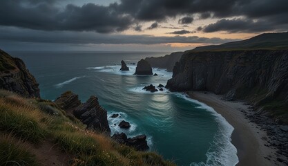 Serene Coastal Sunset View
