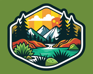 nature t shirt and sticker design vector illustration