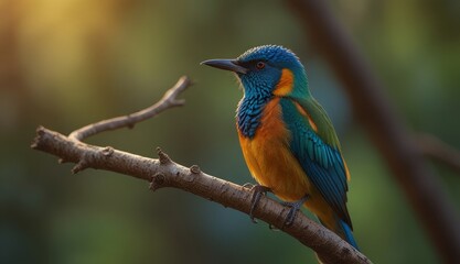 Naklejka premium Vibrant Blue and Orange Bird