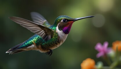 Fototapeta premium Vibrant Hummingbird in Flight
