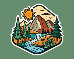 nature t shirt and sticker design vector illustration