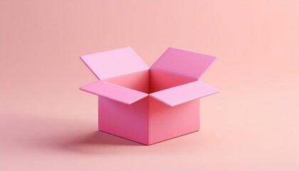 A vibrant pink box with open flaps, perfect for storage or as a gift container against a soft pink background.