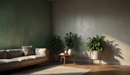 Fototapeta premium Modern Living Room with Plants