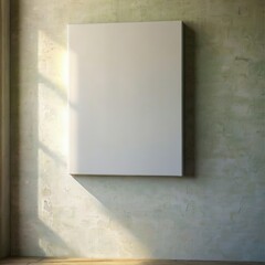 Minimalist interior canvas mockup, a blank canvas against a neutral wall. highlighting the artwork without distractions. Perfect for displaying artwork or posters in a modern, clean space.