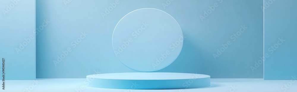 Poster 3d rendering of a minimalistic background for cream cosmetic products featuring a contemporary blue 