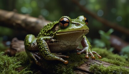 Obraz premium Vibrant Green Frog in Nature