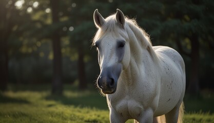 Obraz premium Majestic White Horse in Natural Light
