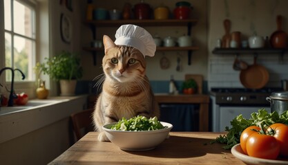 Obraz premium Culinary Cat in Chef Hat