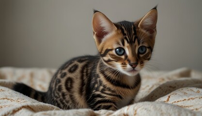 Naklejka premium Charming Bengal Kitten with Stunning Eyes