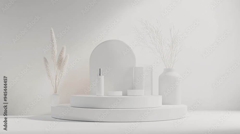 Poster 3d rendered product display environment minimalist and sleek white 3d design ideal for showcasing be