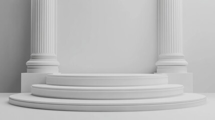 Obraz premium 3D Illustration of a White Low Pedestal Stage or Podium Background