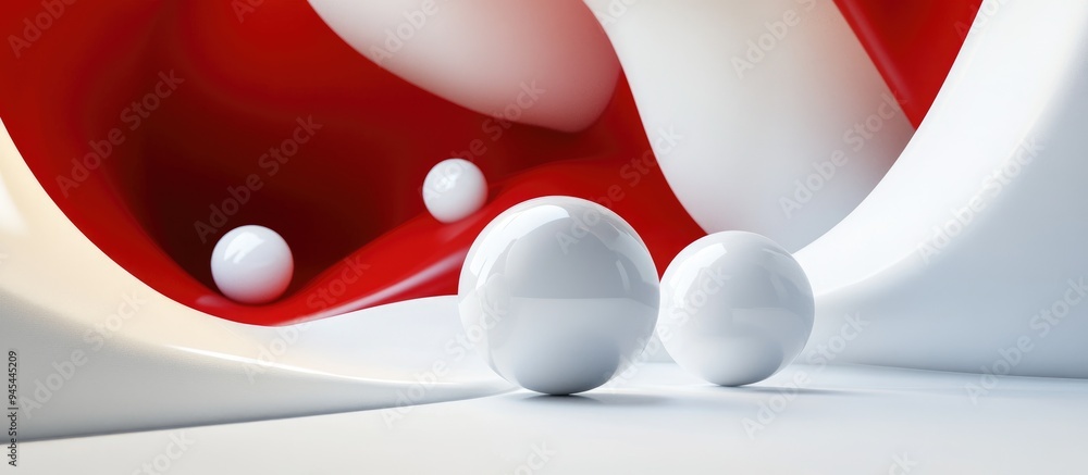 Poster 3d rendering of abstract minimalistic background featuring semispherical objects
