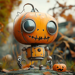 a cute cartoonish of halloween robotic