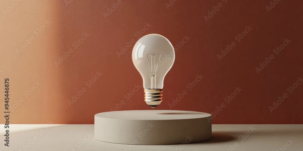Aufkleber 3D rendering of a light bulb on a podium
