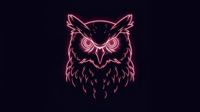 recommend clip art: neon owl line art on the dark background, neon owl, line art, AI Generative