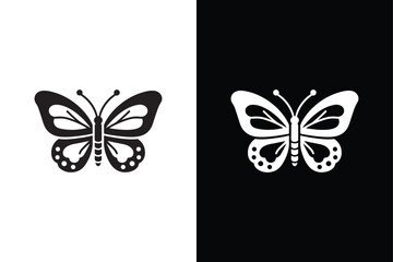 Butterfly vector icon with black and white background