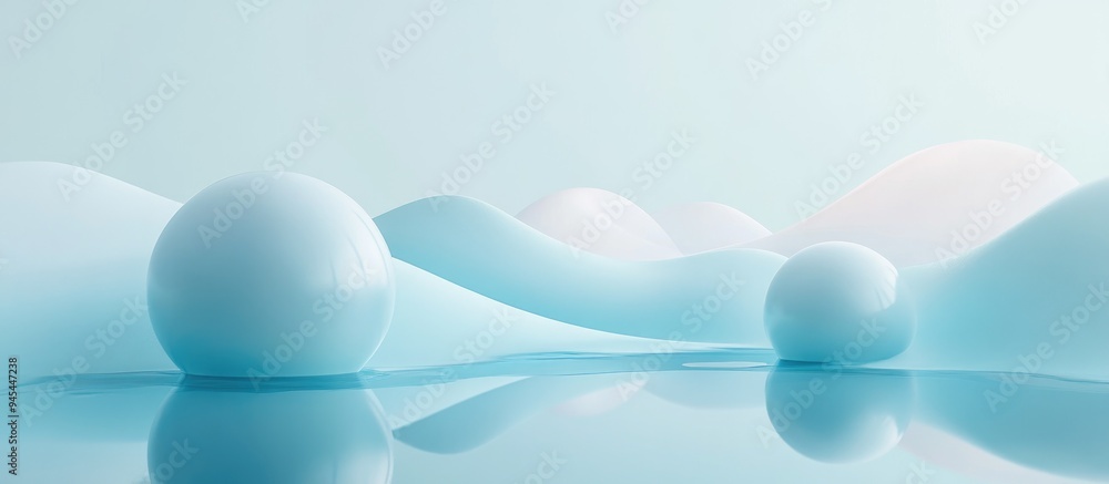 Poster 3d rendering of abstract minimalistic background featuring semispherical objects