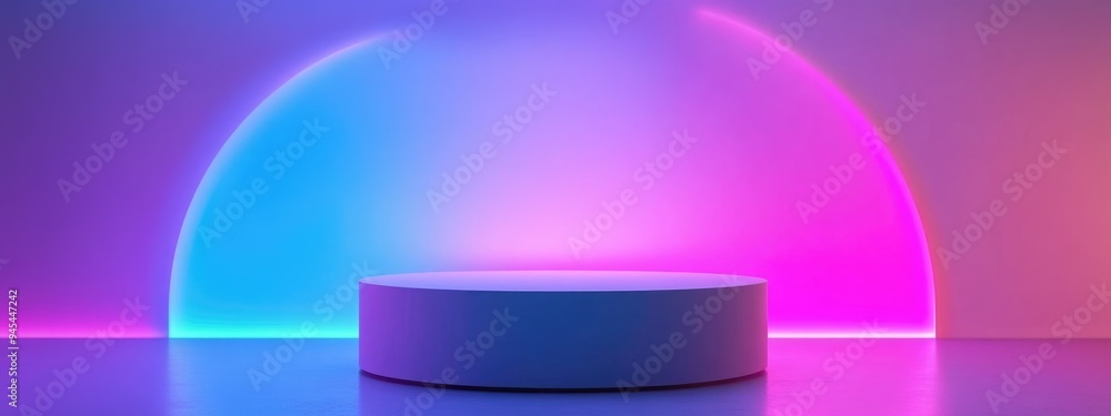 Poster 3d rendering of a minimalistic podium or pedestal set against a vibrant pastel background abstract c