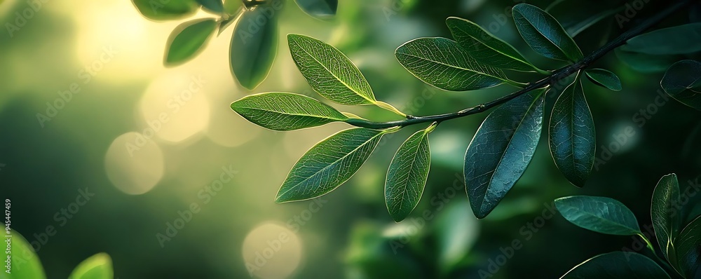 Canvas Prints Green Leaves with Bokeh Background - Photo